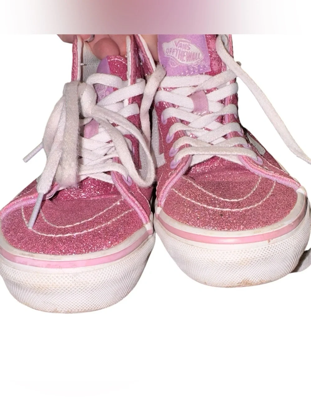 Vans Kids Pink Glitter High-Top Sneakers. Size 2